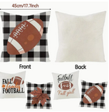 FOOTBALL Themed Throw Pillow Covers (*No Inserts) in a Linen Blend (Canvas) 18X18 Set of 4