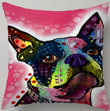 Colorful Boston French Bulldog Throw Pillow Cover (*No Insert) Polyester (Silky feel) 18X18