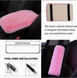 PINK- 6 Piece Extra Plush Car Accessories Set with ****BONUS Pink Plush Bunny Rabbit Keychain****