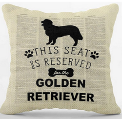 Golden Retriever "Reserved" Throw Pillow Cover (*No Insert) Polyester (Heavy Soft feel) 18X18