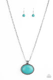 "Sedimentary Colors" Silver Metal Large Oval Blue Crackle Turquoise Necklace Set