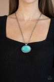 "Sedimentary Colors" Silver Metal Large Oval Blue Crackle Turquoise Necklace Set