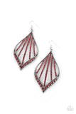 "Showcase Sparkle" Silver Metal & Red Rhinestone Teardrop Dangle Earrings