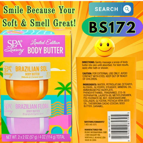 Spa Luxury - Set of 2 Brazilian Sol/Flora Scented Body Butters - *Virial Limited Edition