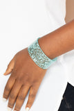 " Snap, Crackle. Pop" Blue Acrylic & Silver Confetti Shavings Cuff Bracelet