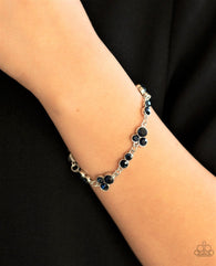 " Starstruck Sparkle " Silver Metal & Round Blue Rhinestone Clasp Bracelet