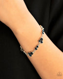 " Starstruck Sparkle " Silver Metal & Round Blue Rhinestone Clasp Bracelet