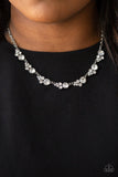 "Social Luster" Silver Metal White/Clear Rhinestone Cluster Necklace Set