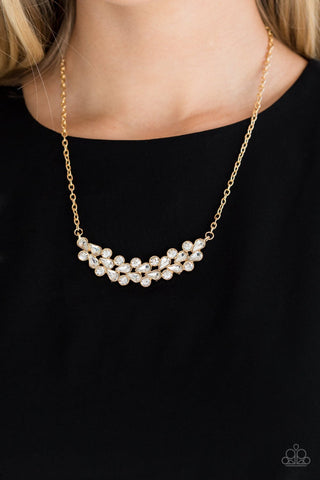 " Special Treatment " Gold Metal White Rhinestone Tree Branch Necklace Set