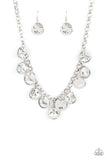 "Spot on Sparkle" Silver Metal Hammered Disc & White Rhinestone Necklace Set