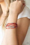 " Star Studded Affair" Red Cord & Silver Stars and Beaded Magnetic Closure Bracelet