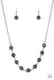 "Starlite Socials" Silver Metal & Smoky Gray Rhinestone Classic Necklace Set