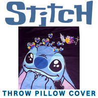 STITCH TAKEOVER! BLACK WITH HEARTS & EMOJI THROW PILLOW COVER ( Item ST10 )