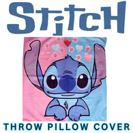 STITCH TAKEOVER! BLUE & PINK WITH HEARTS THROW PILLOW COVER ( Item ST11 )