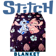 STITCH TAKEOVER! STITCH & ANGEL BLANKET WITH FLOWERS & LEAFS ( Item ST14 )