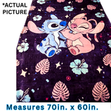 STITCH TAKEOVER! STITCH & ANGEL BLANKET WITH FLOWERS & LEAFS ( Item ST14 )