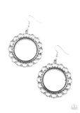 "Sun Lounge" Silver Metal Scalloped Edge Dangle Earrings