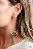 "Tweet Dreams" Silver Metal & Iridescent Multi Charm Hoop Earrings