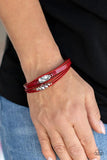 "Tahoe Tourist" Red Leather & Silver Accented Magnetic Closure Bracelet