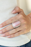 Paparazzi " Thank You Luxe-y Stars " Silver Metal & Large Pink Cat's Eye Elastic Back Ring