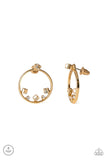 "Top-Notch Twinkle" Gold Metal Multi Golden Rhinestone Ear Jacket Earrings