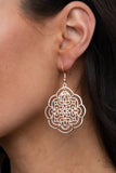 "Tour De Taj Mahal" Rose Gold Metal Scalloped Floral Filigree Earrings