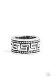 "Tycoon Tribe" Men's Silver Metal Greek Key Design Band Elastic Ring