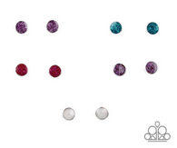 " STARLET SHIMMER " KIDS Round GLITTER Earrings Multi Color Set of 5