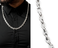 Paparazzi " Grit and Gridiron " Men's Silver Classic Fancy Chain Link Necklace