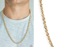 Paparazzi " Lightweight Division " Men's Gold Classic Round Cable Chain Link Necklace