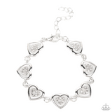 "Catching Feelings" Silver Metal & White/Clear Rhinestone Multi Heart Bracelet