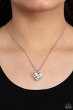 "Smitten with Style" Silver Metal & White/Clear Rhinestone Heart Necklace Set