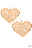 "Fairest in the Land" Gold Metal Scroll work/Filigree Heart Dangle Earrings