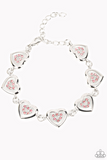 "Catching Feelings" Silver Metal & Pink/Clear Rhinestone Multi Heart Bracelet