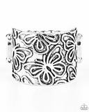 Paparazzi " Butterfly Bayou " Silver Metal Multi Embossed Butterfly Elastic Back Ring