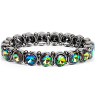 "Sugar Coated Sparkle" Gunmetal Oil Spill Multi Rhinestone Stretch Bracelet