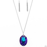 "Celestial Essence" Silver Metal & Large Sparkly Blue Iridescent Rhinestone Necklace Set