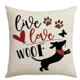 "WOOF" Set Dog Throw Pillow Cover (*No Insert) Linen Blend (Canvas) 18X18 Set of 2