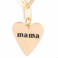 "Mama Can't Buy You Love" Gold Chain with a HEART That Says "MAMA" Necklace Set