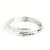 "Gorgeous Grandma" Silver Metal, "Grandma" With Iridescent Rhinestones Bracelet