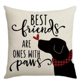 "WOOF" Set Dog Throw Pillow Cover (*No Insert) Linen Blend (Canvas) 18X18 Set of 2