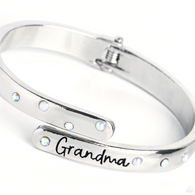 "Gorgeous Grandma" Silver Metal, "Grandma" With Iridescent Rhinestones Bracelet