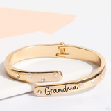 "Gorgeous Grandma" Gold Metal, "Grandma" With White Rhinestones & Pearls Bracelet