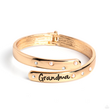 "Gorgeous Grandma" Gold Metal, "Grandma" With White Rhinestones & Pearls Bracelet