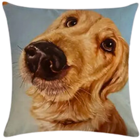 1pc Golden Retriever Throw Pillow Cover (*No Insert) in a Linen Blend (Canvas) 18X18