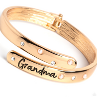 "Gorgeous Grandma" Gold Metal, "Grandma" With White Rhinestones & Pearls Bracelet