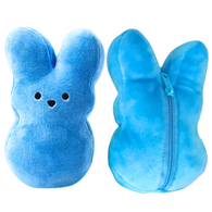 A Soft and Velvety Plush EASTER ICON PEEPS Stuffed Animal Rabbit Zippered BLUE Coin Purse