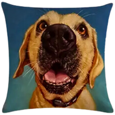 1pc Yellow Labrador Throw Pillow Cover (*No Insert) in a Linen Blend (Canvas) 18X18