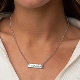 "Joy of Motherhood" Silver Chain HEART MOTHER Bar Necklace Set