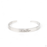 "Sweetly Named" Silver Metal with "MOTHER" & Heart Cuff Bracelet